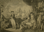 Brown, Mather Byles (1761-1831): The Quarter Deck of the Queen Charlotte 1 June 1794, engraver: Orme, Daniel, stipple engraving, 44.5 x 59 cms. Presented by Alfred A. De Pass.