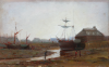 Richardson, John Thomas (1860-1942): The Bar Pool and Boat Building Yard at low tide, Falmouth, signed and dated 1912, oil on card, 19.5 x 30.5 cms. Presented by the artist's wife 1939.