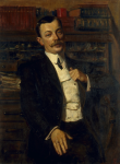 Unknown artist (early 20th century): Portrait of a Man - thought to be Mr Armitage, the Town Clerk of Falmouth, signed and dated 1906, inscribed signed with a monogram and dated 1906, oil on canvas, 99 x 77 cms.