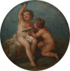Cipriani, Giovanni Battista RA (1727-1785): Two Putti, oil on paper adhered to wood, 20 cms diameter. Presented by De Pass, Alfred A.