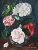 Whicker, Gwendoline J. (1900-1966): Camellias, signed, oil on canvas board, 24.2 x 18.5 cms. Presented by Mrs Esme Beecroft.