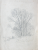 Martin, William A. (1899-1988): Two figures next to a group of tall trees, pencil, 13.2 x 17.4 cms. Presented by Moss, Ruth. Bequest.