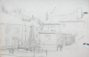 Martin, William A. (1899-1988): Sketch of town scene with monument, pencil, 15 x 22.9 cms. Presented by Moss, Ruth. Bequest.