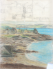 Martin, William A. (1899-1988): A small bay scene with folded diagram of houses at the top, pastels and pencil, 18.9 x 25.1 cms. Presented by Moss, Ruth. Bequest.