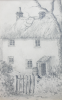 Martin, William A. (1899-1988): Thatched cottage with gate, pencil, 11.3 x 17.5 cms. Presented by Moss, Ruth. Bequest.