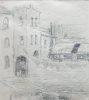 Martin, William A. (1899-1988): Waterfront buildings, pencil, 15 x 13.5 cms. Presented by Moss, Ruth. Bequest.