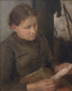 Tuke, Henry Scott, RA RWS (1858-1929): Study for the Message - Mrs Fouracre, signed and dated 1890, oil on panel, 28 x 20 cms. Purchased in 1997 with grant-aid from the NACF, V & A Purchase Grant Fund, Cornwall Heritage Fund and a donation from George Bednar.