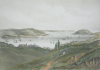 Falmouth Harbour and Flushing from Beacon Hill, publisher: Tregoning, E., lithographer: Newman and Co, lithograph, 29 x 37 cms.