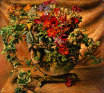 Newton, Kenneth (1933-1984): Figurine Bowl with Spring Flowers, 1976, oil on canvas, 111.8 x 122 cms. The Richard Harris Gift.