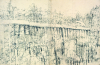 Newton, Kenneth (1933-1984): Study for Railings in the Snow, Guildford, pencil on paper, 28.9 x 42.5 cms. The Richard Harris Gift.