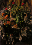 Newton, Kenneth (1933-1984): Roses in a Cider Jug, 1974, signed, oil on canvas, 91.5 x 66.1 cms. The Richard Harris Gift.