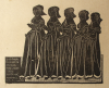 Williams, Marjorie (nee Murray 1880-1961): Dorthe, Elizabeth, Cecelia, Margaret and Gertrude, Arundel of St Columb - St Columb Major, Cornwall, signed, relief print, 11 x 22.8 cms. Presented by Mariella Fischer Williams MD in 2003.