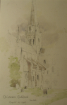 Williams, Marjorie (nee Murray 1880-1961): Chichester cathedral from N.E. August 14 1908 1/4 hour, signed and dated 1908, inscribed MW A.J.M., pencil and wash, 14 x 22.8 cms. Presented by Mariella Fischer Williams MD in 2003.