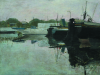 Newton, Kenneth (1933-1984): Cubitt's Yacht Basin, oil on canvas, 76.2 x 101.5 cms. The Richard Harris Gift.