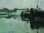 Newton, Kenneth (1933-1984): Cubitt's Yacht Basin, oil on canvas, 76.2 x 101.5 cms. The Richard Harris Gift.