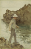 Tuke, Henry Scott, RA RWS (1858-1929): Boy fishing, watercolour, 21.4 x 13.5 cms. Presented by Jill Armitage-Lewingdon in memory of Joan Rhodes (nee Armitage).