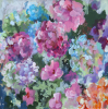 Gardner, Grace (1920-2013): Hydrangeas, signed, inscribed signed on reverse, acrylic on board, 56 x 56 cms. Presented by Gardner, Grace.