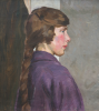 Garnier, Jill (1890-1966): Portrait of a young lady with a plait, oil on canvas, 51 x 46 cms. In memory of Kym Hughes' parents Grace and Thomas Hughes.