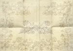 Williams, Marjorie (nee Murray 1880-1961): Design adapted from the Christening robe and cloak of Charles II, signed and dated 1942, inscribed Design adapted from the christening robe adn cloak of Charles II. Belinging to Jacquleine Barr's mother Mrs Huish and in which Felicity Montagu Pollock was christened at Lamledra, 1940. Design adapted and re-arranged by M.W. Worked in chain stitch, satin stitch and finch knots., pencil on paper, 76.5 x 99.5 cms. Presented by Dr Mariella Fischer-Williams.