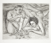 Mistry, Dhruva RA (born 1957): The Couple, printer: Stoneman, Hugh (1947-2005), signed, etching (number 19 of an edition of 50), 49 x 58.5 cms. The Art Fund Hugh Stoneman Archive
 We will credit the artist at all times.