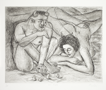 Mistry, Dhruva RA (born 1957): The Couple, printer: Stoneman, Hugh (1947-2005), signed, etching (number 19 of an edition of 50), 49 x 58.5 cms. The Art Fund Hugh Stoneman Archive
 We will credit the artist at all times.