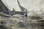 Hemy, Charles Napier RA RWS (1841-1917): Sailing in a squall, publisher: Virtue & Co., London, signed and dated 1903, etching, 47.5 x 59.5 cms. Presented by the artist's granddaughter, Mrs Elizabeth Jaecker.