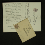 Hemy, Charles Napier RA RWS (1841-1917): Three letters regarding 'Off Shore Fishermen' sale in an envelope to Henry Herbert Hett, signed and dated 1890 to 1897, letter, 18 x 22.7 cms. Purchased from Lieutenant Commander K.S.Hett RN in 2008.