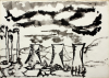 Early, Tom (1914-1967): Cooling towers and chimneys, 1948, ink and wash on paper, 25.5 x 35.5 cms. Presented by the artist's widow, Mrs Eunice Campbell.