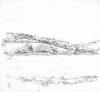 Bowen, Donald (1917-2019): A view of Flushing from the Greenbank Hotel, signed and dated 1969, pencil on paper, 22.3 x 22 cms. Presented by the artist.