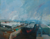Pinkett, Neil: Dry Dock at Falmouth, signed, oil on canvas, 121 x 152 cms. Presented by Valender, Richard. Bequest.