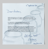 Penrose, Antony (born 1947): Letter from Penrose re. 'Day Jar', signed and dated 4 September 2011, letter with illustrations, 21 x 21 cms. New Expressions 2 supported by MLA Renaissance South West and the National Lottery through Grants for the Arts. Commission.