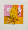 Gurney, Sophie (1919-2011): White flowers and yellow coffee pot, signed, Silk screen print (1 of an edition of 3), 28 x 28 cms. Presented by Perry, Ivor.