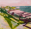 Carter, Simon (born 1961): The beach and the pier, signed and dated 2011, acrylic on paper, 64.5 x 67.5 cms. Presented by Priseman, Robert. © Simon Carter.