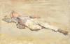 Tuke, Henry Scott, RA RWS (1858-1929): Basking, signed and dated 1899, inscribed H.S. Tuke 99, watercolour, 13.9 x 21.4 cms. RCPS Tuke Collection. Loan.
