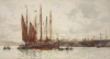Tuke, Henry Scott, RA RWS (1858-1929): Ships, signed and dated 1903, inscribed H.S. Tuke1903, watercolour, 25 x 25.7 cms. RCPS Tuke Collection. Loan.