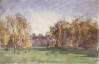 Tuke, Henry Scott, RA RWS (1858-1929): Shillinglee in Autumn, signed and dated 1908, Inscribed bottom left Shillinglee in Autumn, watercolour, 13.7 x 21.5 cms. RCPS Tuke Collection. Loan.