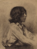 Tuke, Henry Scott, RA RWS (1858-1929): Portrait of an Italian Youth, signed and dated 1889, charcoal on laid paper, 20 x 23.2 cms. RCPS Tuke Collection. Loan.