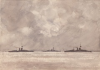 Tuke, Henry Scott, RA RWS (1858-1929): War Ships, signed and dated, watercolour, 25.4 x 36.2 cms. RCPS Tuke Collection. Loan.