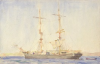 Tuke, Henry Scott, RA RWS (1858-1929): Ship, signed and dated 1900, watercolour, 14 x 21.4 cms. RCPS Tuke Collection. Loan.