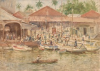 Tuke, Henry Scott, RA RWS (1858-1929): The Market, Belize, British Honduras, signed and dated 1924, Inscribed The Market, Belize, British Honduras bottom right, watercolour, 26 x 36.3 cms. RCPS Tuke Collection. Loan.
