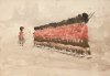 Tuke, Henry Scott, RA RWS (1858-1929): Scots Guards on Parade, watercolour, 17.5 x 25 cms. RCPS Tuke Collection. Loan.