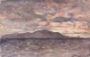 Tuke, Henry Scott, RA RWS (1858-1929): Sunrise at Hayti, signed and dated 1923, Inscribed 'Sunrise off Hayti' bottom right, watercolour, 14 x 21.9 cms. RCPS Tuke Collection. Loan.