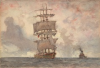 Tuke, Henry Scott, RA RWS (1858-1929): Barque and Tug, signed and dated 1922, watercolour, 17.6 x 25.4 cms. RCPS Tuke Collection. Loan.