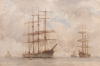 Tuke, Henry Scott, RA RWS (1858-1929): Sailing Ships, signed and dated, watercolour, 30.3 x 45.6 cms. RCPS Tuke Collection. Loan.