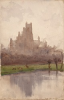 Tuke, Henry Scott, RA RWS (1858-1929): Ely Cathedral, signed and dated 1901, inscribed H.S.Tuke bottom left and dated Ely Dec. 29 1901, watercolour, 21.3 x 13.6 cms. RCPS Tuke Collection. Loan.