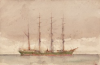 Tuke, Henry Scott, RA RWS (1858-1929): Green Ship, signed and dated, watercolour, 13.8 x 21.4 cms. RCPS Tuke Collection. Loan.