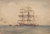 Tuke, Henry Scott, RA RWS (1858-1929): Sailing Ship, signed, inscribed Initialed H.S.T bottom right, watercolour, 17 x 24.6 cms. RCPS Tuke Collection. Loan.