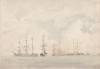 Tuke, Henry Scott, RA RWS (1858-1929): Ships at Anchor, watercolour, 16.5 x 23.5 cms. RCPS Tuke Collection. Loan.