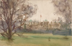 Tuke, Henry Scott, RA RWS (1858-1929): Castle, watercolour, 13.5 x 21.2 cms. RCPS Tuke Collection. Loan.