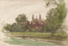 Tuke, Henry Scott, RA RWS (1858-1929): Eton Chapel, signed and dated 1897, inscribed Eton Chapel front bottom left, watercolour, 17.8 x 25.9 cms. RCPS Tuke Collection. Loan.